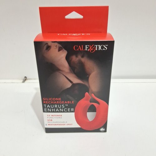 calexotics rechargeable silicone taurus enhancer ring - 12 modes - red image 2
