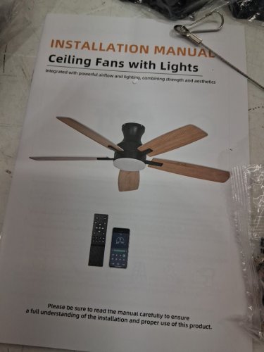 4 blade Modern Bedroom Fan with Dimmable lights and remote - 52" - black/walnut (model: 1229-52-2.4g-6886-170pu) image 5