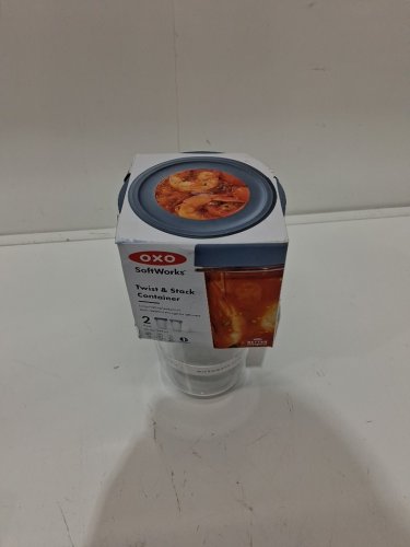 2pk oxo softworks twist and stack container - 32oz (each) - clear/blue image 2
