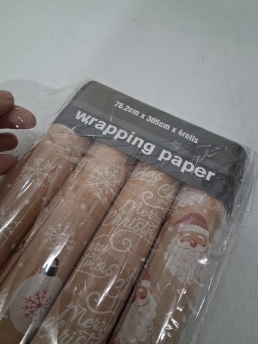 4pk Ruspepa Christmas Gift Wrapping Paper - 10FT x 2.5FT each - beige/'merry Christmas' (Model: WP-XMAS-LR4R) image 3