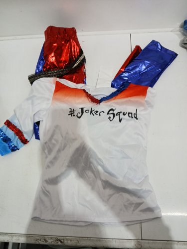 2PC WOMEN'S PARTYHOLIC MAD HARLEQUEEN COSTUME - MEDIUM (8-10) - WHITE/BLUE/RED image 2