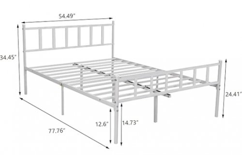 metal platform bedframe -Full 77.76" x 54.49 -white image 2