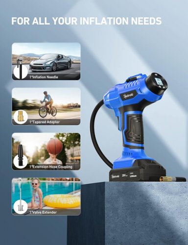 astroai rechargeable cordless handheld air compressor tire inflator with battery & charger - 20v max/160PSI - BLUE/black (model: jy16p160-18) image 2