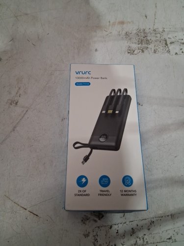 Vrurc 10000mah Ultra-Slim Portable Charger With Built-in Cables and LED Display - USB-C, Lightning, USB-A, and Micro USB - Black (Model: ‎T1116) image 2