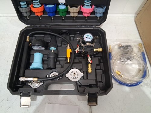 28PC VEVOR Universal Radiator/Coolant Pressure Tester Kit with Manual Pump & Color-coded Test Caps - BLACK - (MODEL: YS-01205) image 7