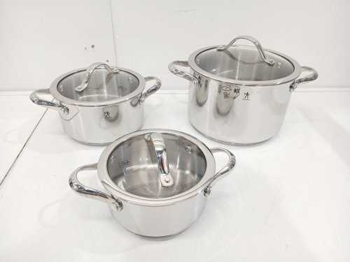 3PC Henckels Stainless Steel pots with Lids - 1.5Qt, 2.5Qt, and 5.6Qt - Silver image 3