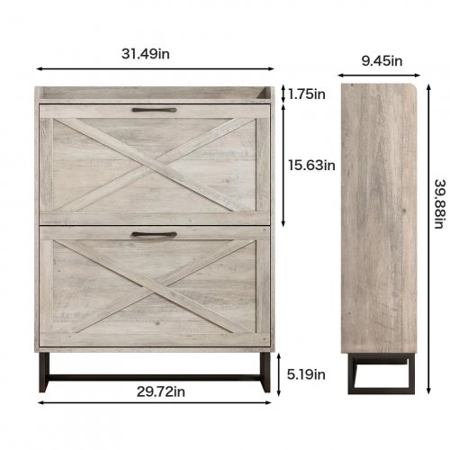 Vabches Shoe Storage Cabinet -  39.8" x 31.4" x 9.4" - Grey image 3