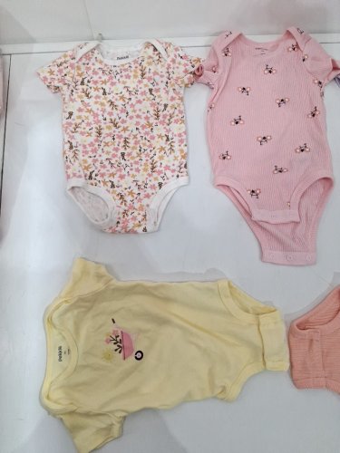 5 assorted baby ONESIES - 9m - PINK/ORANGE/YELLOW/PURPLE image 3