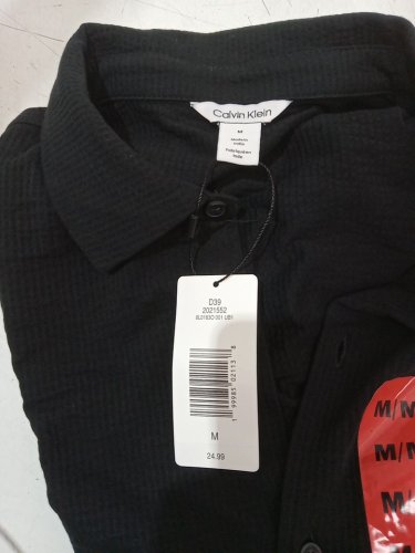 Men's Calvin Klein button up short sleeve casual dress shirt - medium - black image 3