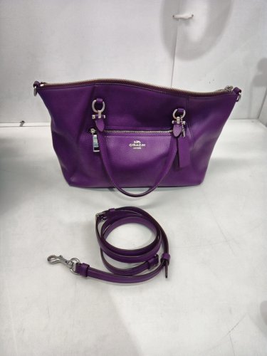 WOMENS COACH prairie pebbled leather satchel handbag - purple image 2