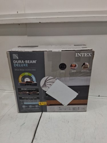 intex DuraBeam Deluxe Comfort Plush Air Mattress with Built in Electric Pump - QUEEN - 18"H - grey (model: ap619d) image 2