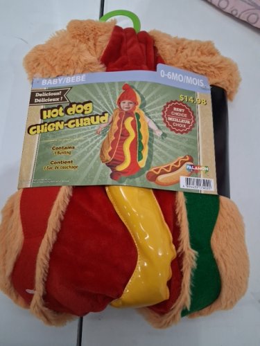 BABY PALAMON ONE-PIECE HOTDOG COSTUME - 0-6 MONTHS - BROWN/RED/GREEN/YELLOW image 2
