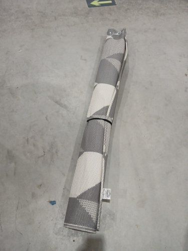 LARGE OUTDOOR GEOMETRIC AREA RUG - 7.6FT X 5FT - GREY/WHITE image 2