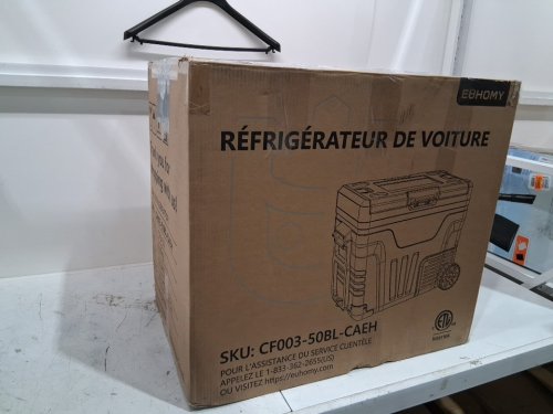 EUHOMY PORTABLE ELECTRIC COOLER AND FREEZER WITH WHEELS & 2 COMPARTMENTS - 50L - 12V DC / 110-240V AC - BLACK/GREY (MODEL: CFB-50) image 2