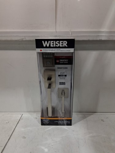 weiser front door lock set SmartCode Keypad Door Lock with San Clemente Handleset & Halifax Interior Door Handle Keyless Entry - Satin Nickel - (model: 9GLA92600-003) image 2