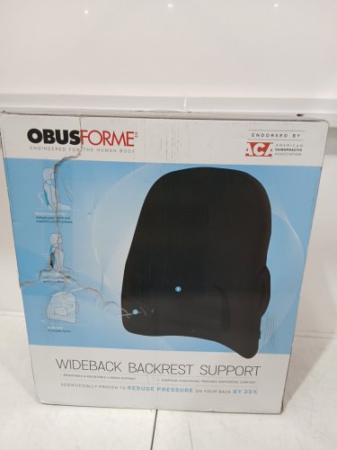 ObusForme portable Wideback Padded Backrest seat Cushion & Lumbar Support Pillow - 22" x 19" - Black (Model: WB-BLK-CBC) image 3