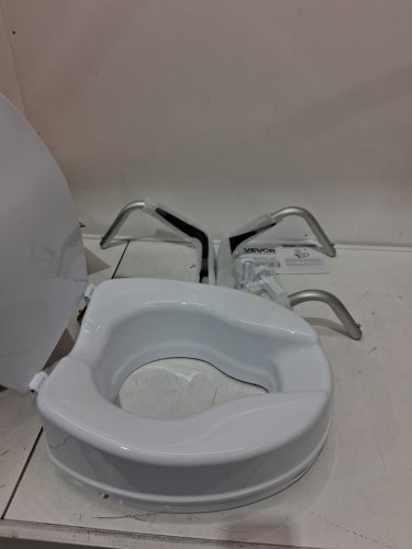 vevor raised toilet seat with arms - 4" - 300lb capacity - white/black (model: sc7060d-4a) image 3