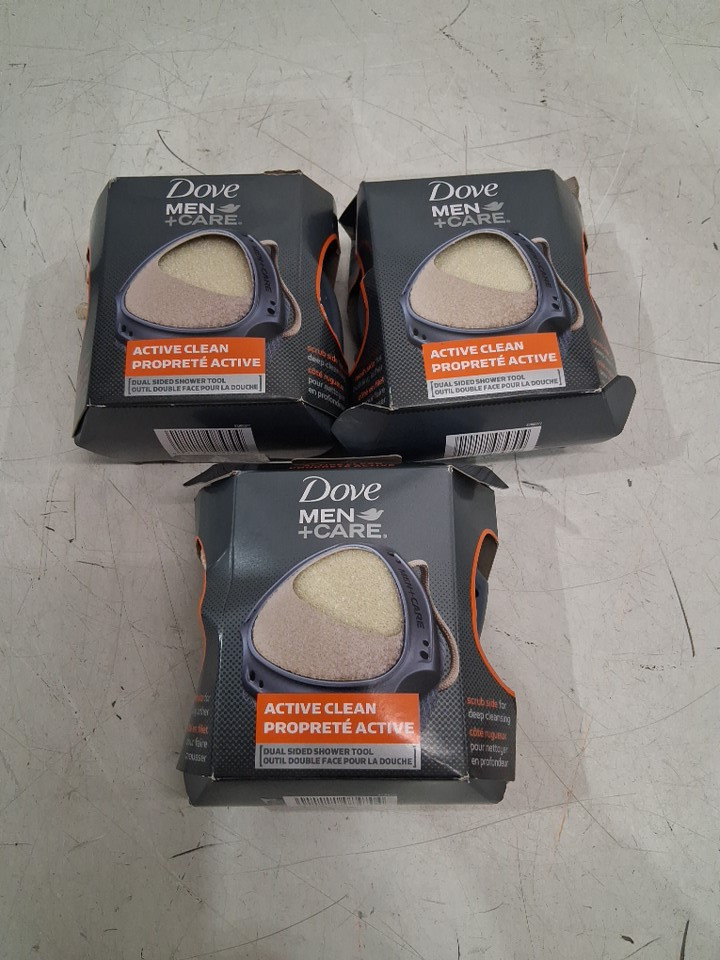 3PK DOVE MEN+CARE ACTIVE CLEAN DUAL SIDED SHOWER TOOL image 2