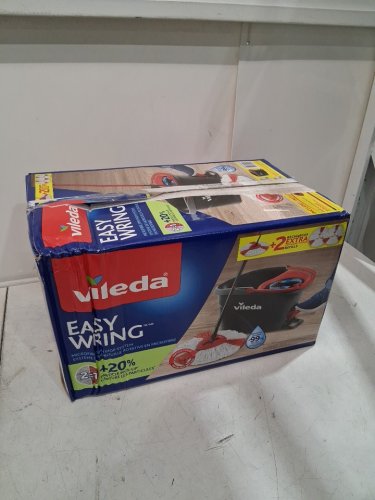 VILEDA EASYWRING SPIN MOP AND BUCKET SYSTEM WITH 2 EXTRA REFILL HEADS AND TELESCOPIC HANDLE - BLACK/RED (MODEL: 1898219) image 2