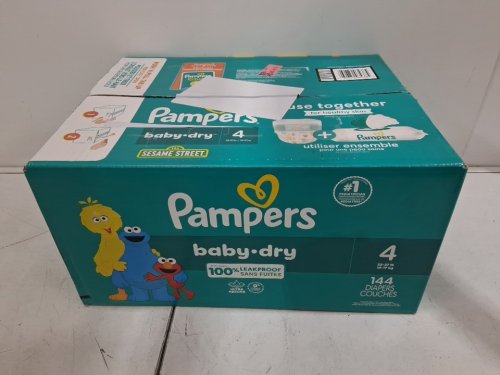 144PK PAMPERS BABY-DRY DISPOSABLE DIAPERS - SIZE 4 (22-37LBS) - SESAME STREET image 2