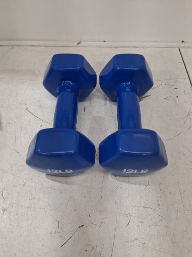 2PK AMAZONBASICS VINYL COATED DUMBBELLS - 12LBS EACH - BLUE image 3