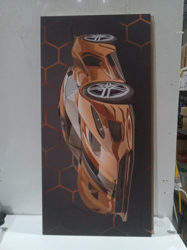Car and Hexagons Canvas Wall Art - 24" x 48" - Black/Orange (Model: FN6R) image 3