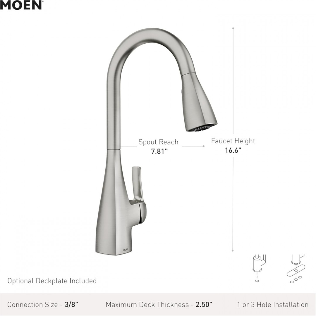 Moen Kiran One-handle High Arc Pulldown Kitchen Faucet - 17" - 1.5gpm - bronzed gold (model: 87599bzg) image 2