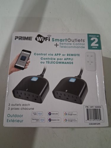 2pk prime outdoor wifi app controlled smart outlets with remote control compatible with alexa & google home - black (model: 1829553) image 3