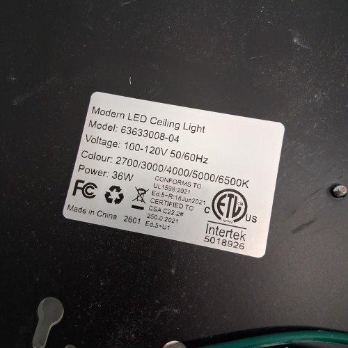 tobusa Bright LED Ceiling Light fixture with 5 Color Temperatures - 36w -13" - black63633008-04) (model: image 5