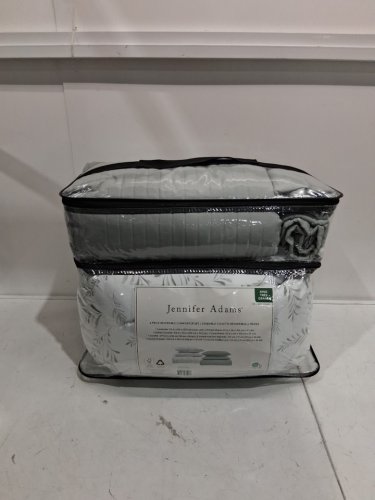 6pc jennifer adams reversible all season comforter bedding set - king - Tan/white (style: 1796281) image 2