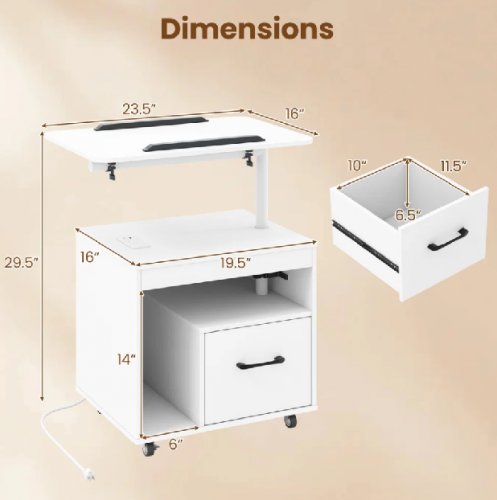 Costway LED Nightstand Bedside Table with flip top and Power Outlets - black (model:HU11245US-DK) image 2