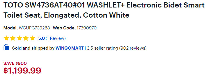 TOTO  WASHLET+ Electronic Smart Bidet Toilet Seat with HEAT FUNCTIONS & remote control - elongated - COTTON WHITE (MODEL-: SW4736AT40#01) image 2
