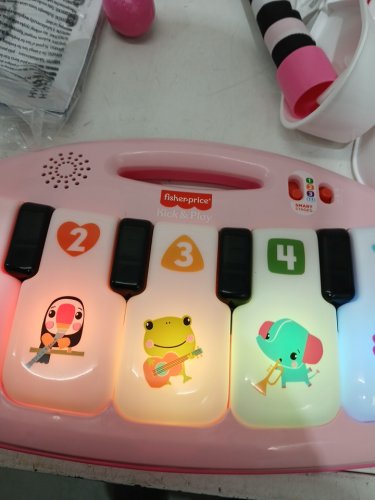 FISHER-PRICE PORTABLE BABY ACTIVITY MAT GLOW AND GROW KICK & PLAY PIANO GYM MUSICAL TOY WITH SMART STAGES LEARNING & maracas - 0+ MONTHS - pink (model: hwd99) image 3