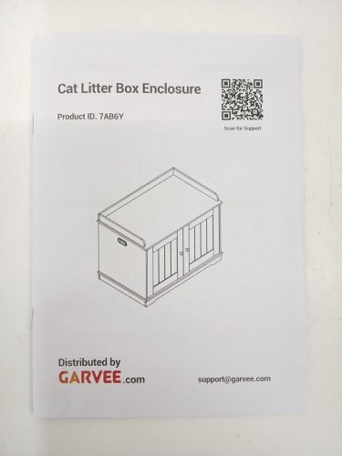 Garvee Hidden Cat Litter Box Enclosure Cabinet with Double Doors - 31.5" X 19.7" x 21.3" - Black image 7