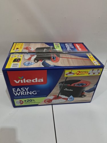 VILEDA EASYWRING SPIN MOP AND BUCKET SYSTEM WITH 2 EXTRA REFILL HEADS AND TELESCOPIC HANDLE - BLACK/RED (MODEL: 1898219) image 4