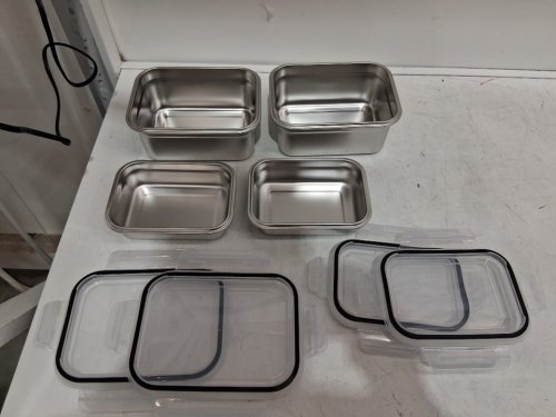 8PC NEOFLAM STAINLESS STEEL CONTAINERS WITH LIDS - MULTIPLE SIZES - SILVER (MODEL: 8523323) image 2