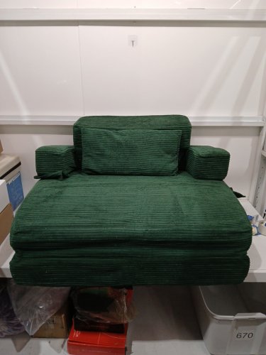 tri-Fold corduroy couch bed - 41" x 75" - Green image 4
