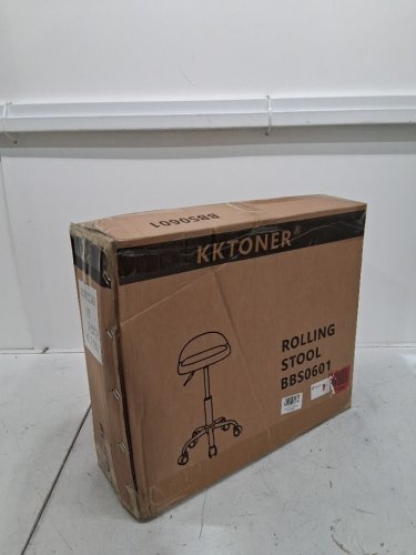 kktoner height adjustable pu leather round rolling stool with backrest and swivel - black/silver (model: bbs0601) image 4