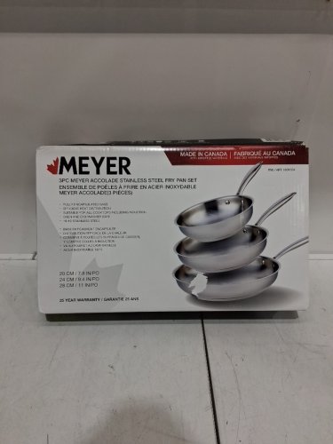 3pc meyer accolade induction oven safe no drip professional cookware pan set - 8" / 9.5" / 11" - stainless steel (MODEL: 1801554) image 2