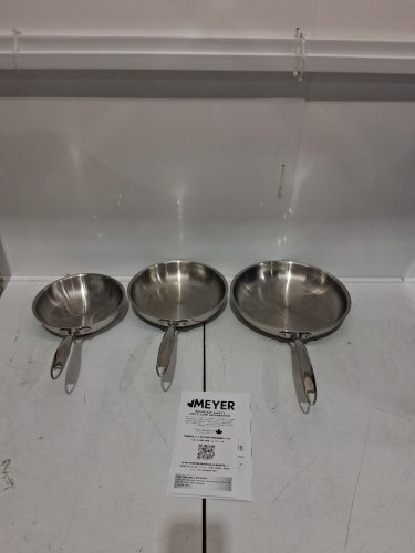 3pc meyer accolade induction oven safe no drip professional cookware pan set - 8" / 9.5" / 11" - stainless steel (MODEL: 1801554) image 3