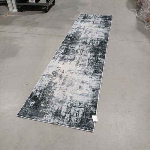Faux Wool Entryway Runner rug - 2.5ft x 10ft - black/white image 2