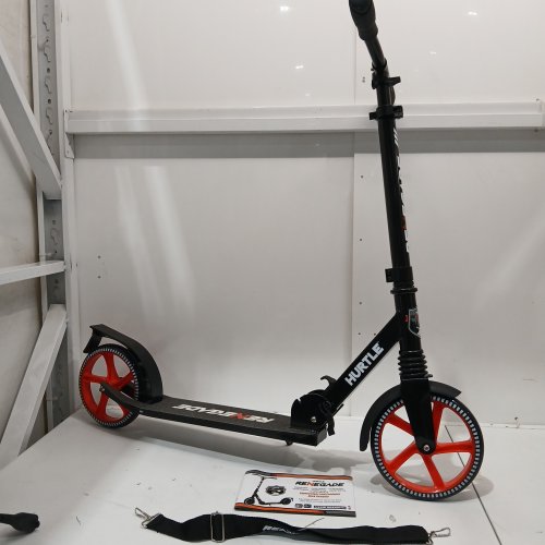 HURTLE RENEGADE ADJUSTABLE SCOOTER WITH KICKSTAND - ADJUSTS FROM CHILD TO ADULT HEIGHT - BLACK (MODEL: HURTSBLK) image 3