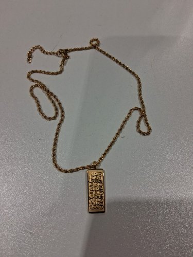 engraved rectangle arabic calligraphy pendant "ما يجْعَلُكَ مُخْتَلِفاً، يَجْعَلُكَ جَميلاً/What makes you different makes you beautiful"   twist chain necklace - 18" - 20"/2mm width adjustable chain/ 24mm x 10mm pendant - silver image 3