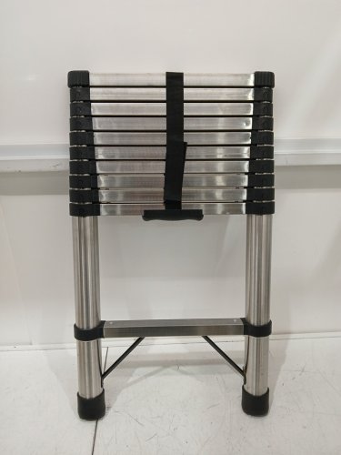 3.2M Telescopic Folding Step Ladder Multi-Purpose Extendable Loft Ladder- 10.5FT -330LBS MAX- - Stainless Steel-(MODEL: image 3