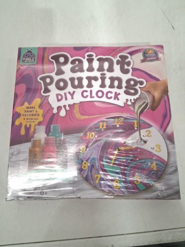 PURPLE LADYBUG non toxic Paint Pouring clock Art with Gloves and Table Cover image 2