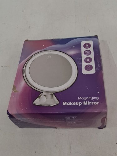 Magnifying Makeup Vanity Mirror With led Light - 10x, 3 cct - white/grey image 2