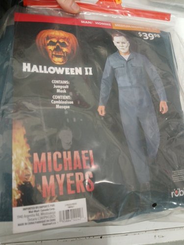 2PC MEN'S HALLOWEEN II MICHAEL MYERS JUMPSUIT AND MASK COSTUME SET - MEDIUM - BLUE AND WHITE image 2