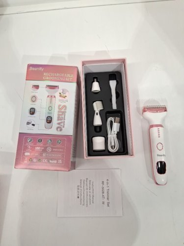 6pc women's beanify 4 in 1 electric razor - white/pink - (Model: rf-3028-4t-w) image 4