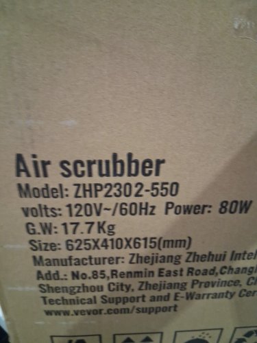 air scrubber with 3 stage hepa filtration - 800cfm - merv 10 filters - 24.2" x 23.5" x 15.9" - grey (model: zhp2302-550) image 3