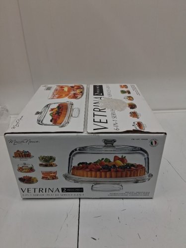 6-in-1 Maison Neuve Vetrina Italian Glass Cake Stand with Dome - 12.2" x 2.75" - glass (model: 01777P) image 2